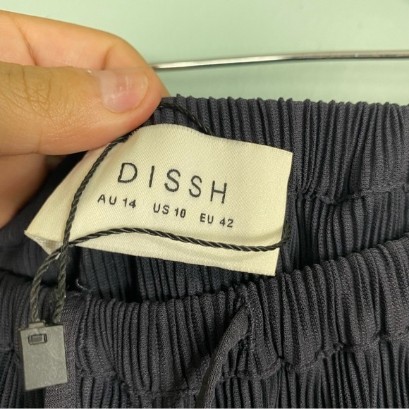 DISSH Porter Ink Plisse Pant Pleated Accordion Slouchy Sz 10 Navy - Picture 4 of 6